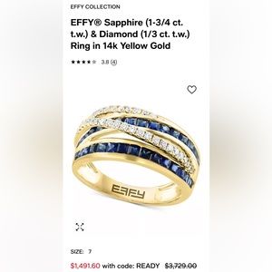 EFFY Sapphire/Diamond/14k Gold Ring (size 7)